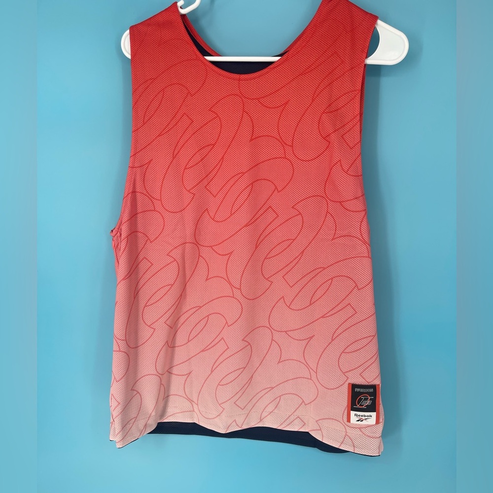 Reebok orange and White Graphic‎ Tank Top